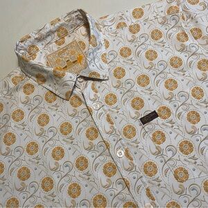 Retro Rifle El Jinete Button Down Men XL Sombrero Rider Floral Guns Beach Cali